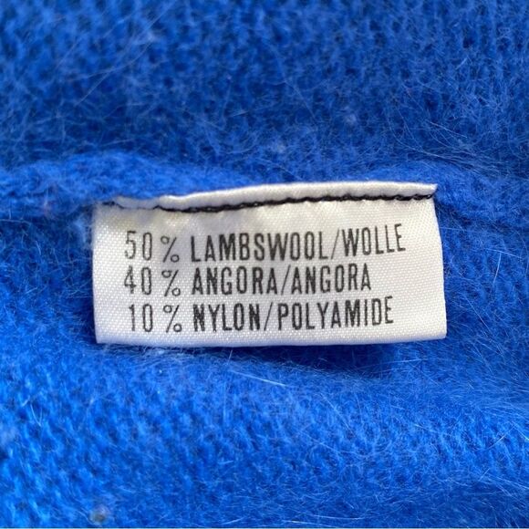 Marco Pecci Sweater Vtg 1980s Blue Angora & Wool Jeweled Beaded Pullover Sz 40 - Picture 11 of 11